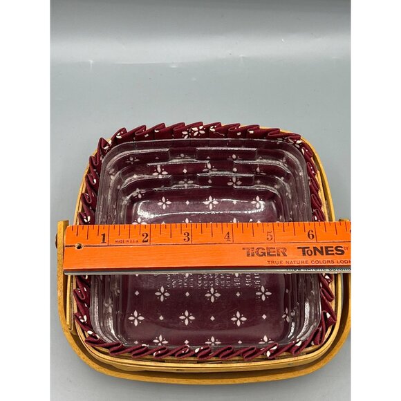 Longaberger 6" Handwoven Handled Basket With Fabric Liner & Plastic Protector - Picture 2 of 9